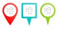 house, measurement, size, pin vector icon. Multicolor pin vector icon, diferent type map and navigation point