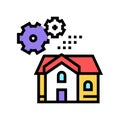 house mechanical gears color icon vector illustration