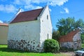 House of merchant guild and ruins of the coach maker in Vyborg, Russia