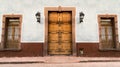 House with Mexican colonial facade in Queretaro Mexico Royalty Free Stock Photo