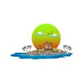 house in the middle of the island flat illustration vector