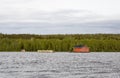 House in the middle of River in Umea, Sweden