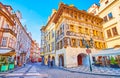 The House at the Minute on Old Town Square, Prague, Czech Republic Royalty Free Stock Photo