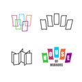 House of mirrors logo set. Funhouse with mirrors symbols. Royalty Free Stock Photo