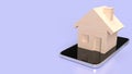 The house on mobile for smart home concept 3d rendering Royalty Free Stock Photo