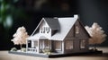 House model with agent and customer discussing for contract to buy Royalty Free Stock Photo