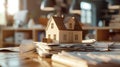 A house model on papers..AI generated image Royalty Free Stock Photo