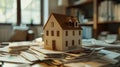 The house model on paperwork.AI generated image Royalty Free Stock Photo