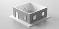 House model roofless isolated against white background. 3d illustration