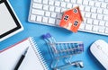 House model, shopping cart and business objects. Buying house
