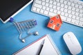 House model, shopping cart and business objects. Buying house