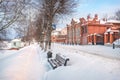 House-Modern on the embankment of the Volga River in Plyos in the snow