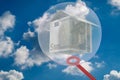 House from money is trapped in a bubble - 3D-Illustration Royalty Free Stock Photo