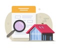 House mortgage property inspection audit icon vector graphic, home real estate deal review assessment, building appraisal check Royalty Free Stock Photo