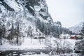 House in the mountains in winter Royalty Free Stock Photo