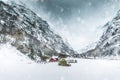 House in the mountains on winter Royalty Free Stock Photo