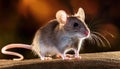 House Mouse Standing Mus musculus Amidst Mixed Grass Textures in a Warm Rustic Setting, Capturing the Essence of a Quiet Moment in Royalty Free Stock Photo
