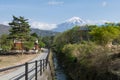 House with mt. Fuji view by Saiko Iyashi no Sato Nenba, Yamanashi Royalty Free Stock Photo