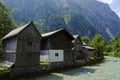 House near the river with the alps view