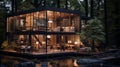 Stunning Vray Tracing: Modern Home In Forest With Glass Material