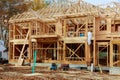 Single Family Home Construction - Building a New Wood Framed House Royalty Free Stock Photo