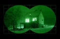 House during night through night vision