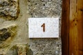 House Number 1 engraved in stone Royalty Free Stock Photo