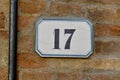 House number 17 outside an Italian house Royalty Free Stock Photo