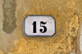 House number 15 outside an Italian house Royalty Free Stock Photo