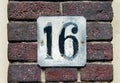 House number sixteen 16. Royalty Free Stock Photo