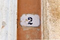 House number 2 outside an Italian house Royalty Free Stock Photo