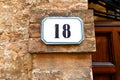 House number 18 outside an Italian house Royalty Free Stock Photo