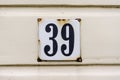 House number thirty nine 39 Royalty Free Stock Photo