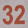 house number 32 or thirty tw Royalty Free Stock Photo