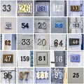 House numbers, large blue bright collage