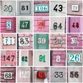 House numbers, large colourful collage