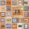 House numbers, large colourful collage