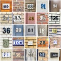 House numbers, large colourful collage