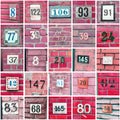 House numbers, large red bright collage