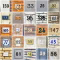 House numbers, large detailed bright collage