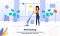 House, Office Cleaning Company Flat Vector Banner