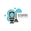 House And Office Cleaning Service Hire Logo Template With Toilet And Plunger For Professional Cleaners Help For The Royalty Free Stock Photo