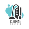 House And Office Cleaning Service Hire Logo Template With Vacuum Cleaner For Professional Cleaners Help For The