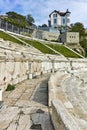 House in Old town of Plovdiv and Ancient Roman theatre Royalty Free Stock Photo