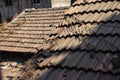 Picture of a house in a old village covered clay made roof tiles Royalty Free Stock Photo