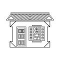 House with one window icon, outline style Royalty Free Stock Photo