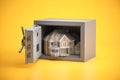 House in opened vault safe. Home safety or investment and savings cconcept