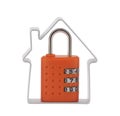 House and orange combination padlock Royalty Free Stock Photo