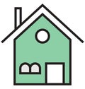 House Outline and Filled Isolated vector Icon that can be easily edited or modified