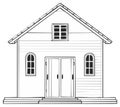 House Outline with Windows and Doors Architectural Home Drawing Royalty Free Stock Photo